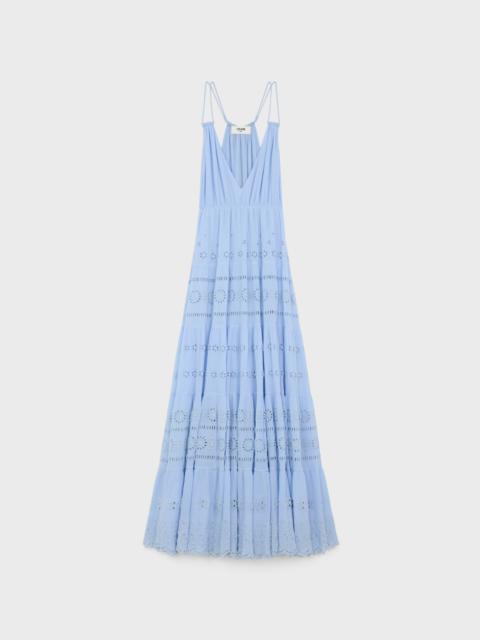CELINE embroidered long dress in cotton silk crepon