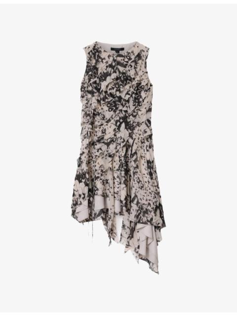 ALLSAINTS Angie Sleeveless Graphic-Print Woven Mini Dress