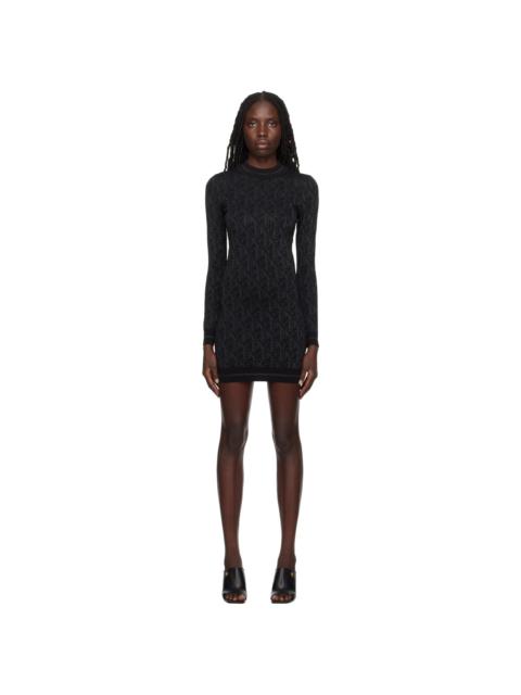 Palm Angels Black Jacquard Minidress