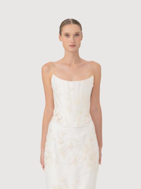 SAU LEE SUTTON EMBROIDERED CORSET TOP