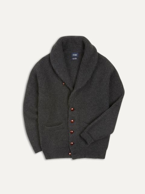 Drake's Charcoal Cashmere Shawl Collar Cardigan