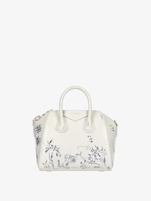 MINI ANTIGONA BAG IN LEATHER WITH FLORAL PATTERN