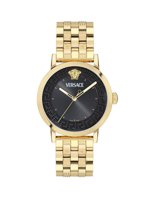 VERSACE Men's Ren 364 Gold-Plated Stainless Steel Bracelet Watch/40MM - Gold With Black Dial