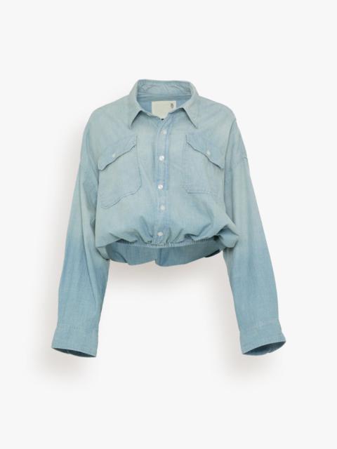 R13 Crossover Utility Bubble Shirt in Vintage Blue Chambray