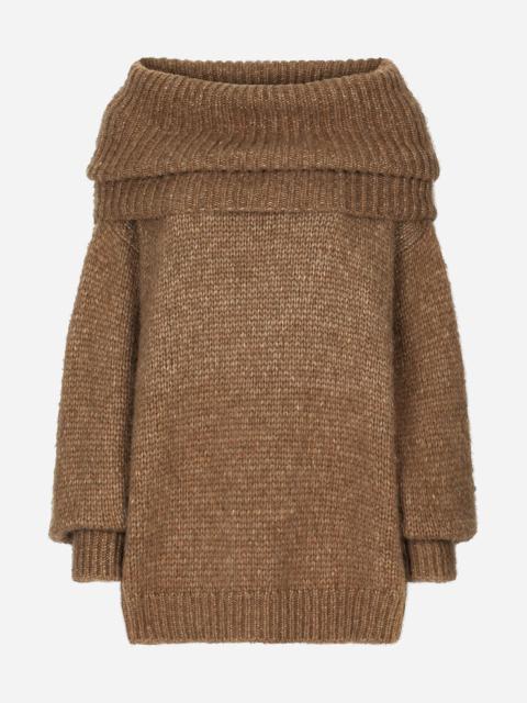 Dolce & Gabbana Oversize llama wool sweater with shawl neck