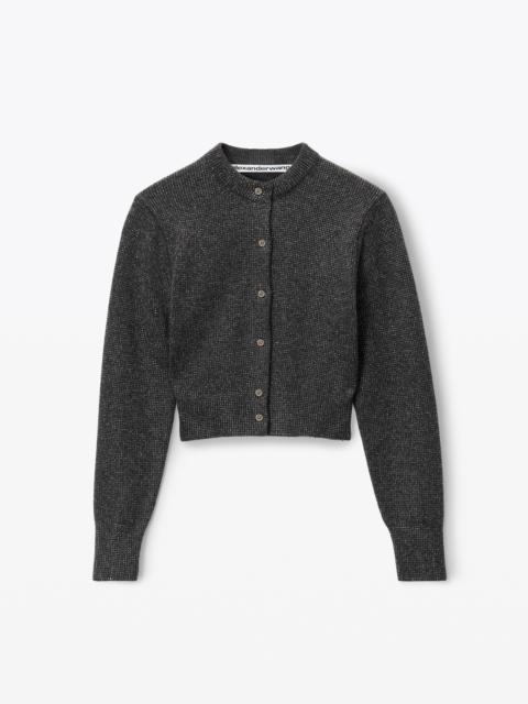 Alexander Wang crystal hotfix shrunken cardigan in wool