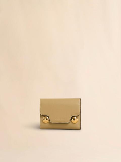 Marni BEIGE LEATHER TRUNKAROO TRIFOLD WALLET