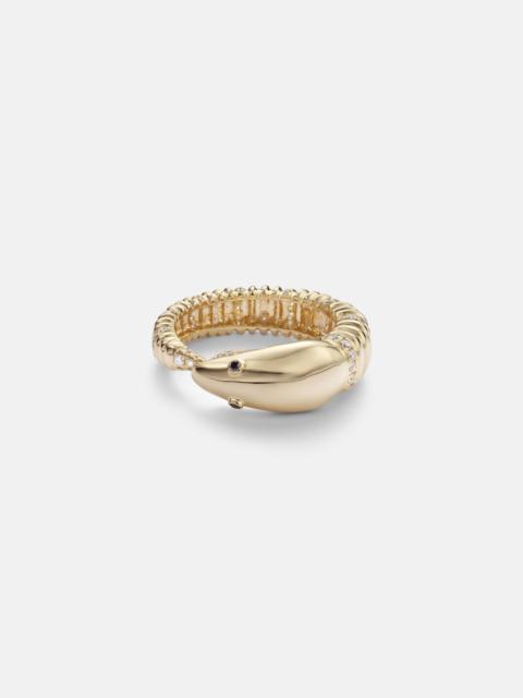 Yvonne Léon Écrevisse 9kt gold ring with diamonds