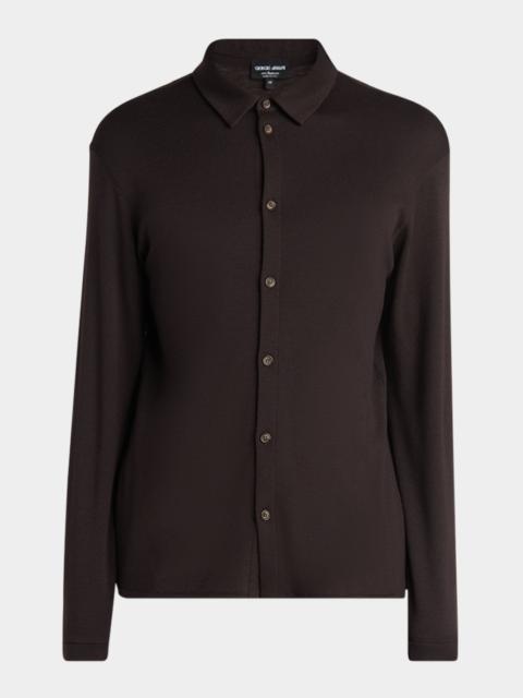 GIORGIO ARMANI Men's Solid Cashmere Button-Down Shirt