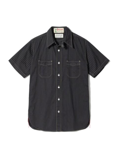 SUGAR CANE SC39702 Fiction Romance 8.5oz Black Wabash S/S Stripe Work Shirt