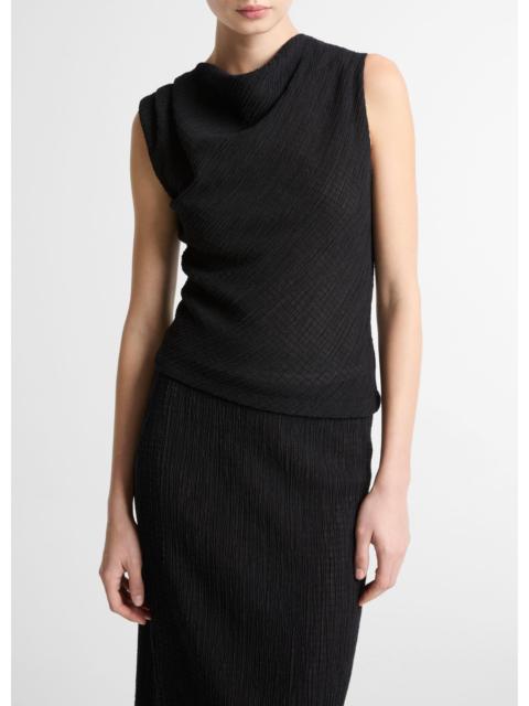 Vince Shadow Grid Cowl-Neck Top
