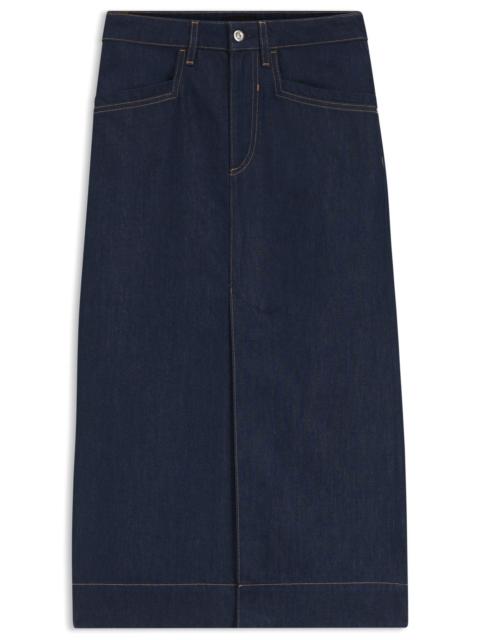 BOSS BLUE MIDI SKIRT IN RIGID DENIM