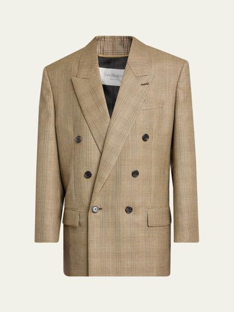 SAINT LAURENT Double-Breasted Prince of Wales Jacket