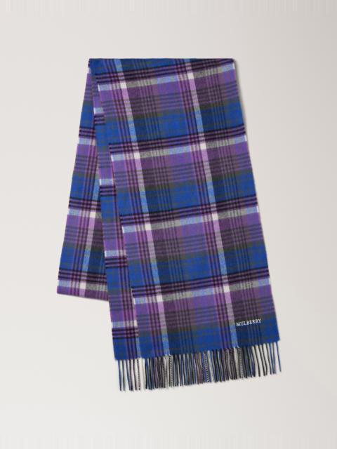 Mulberry Long Mulberry Heritage Check Scarf Pigment Blue & Black Merino Wool