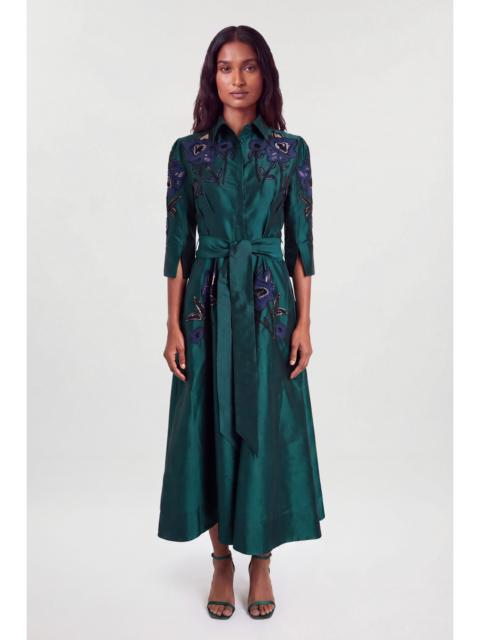 KAREN MILLEN Embellished Taffeta Woven Shirt Dress