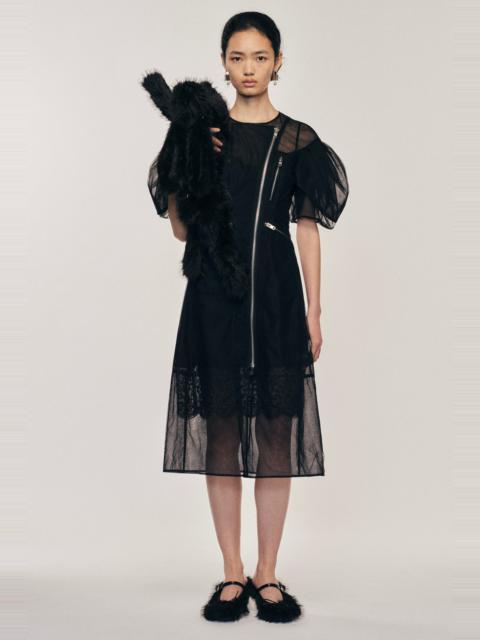 Simone Rocha Sheer Sculpted Petal Sleeve Biker Dress