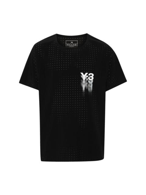 Y-3 logo-print perforated T-shirt