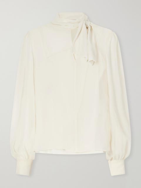 Valentino Bow-detailed silk-georgette blouse Cream