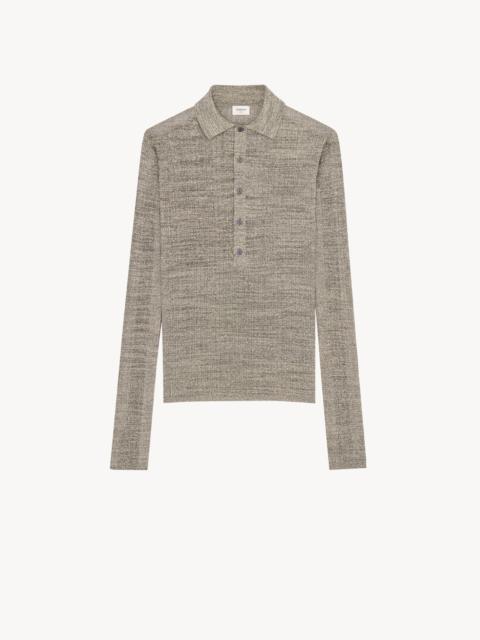 SAINT LAURENT POLO IN RIBBED STRETCH LINEN