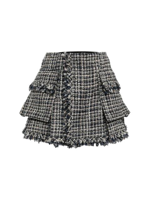 twill wool-blend skirt