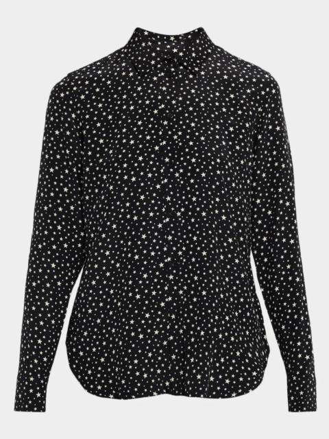 NILI LOTAN Spotted Silk Button-Down Blouse