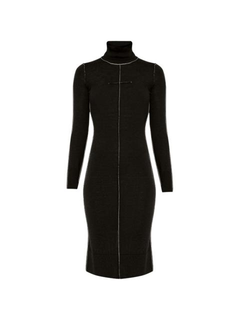 contrast long-sleeved dress