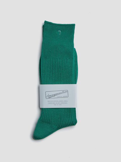 Nigel Cabourn Anonymous Ism Brilliant Crew Sock in Green