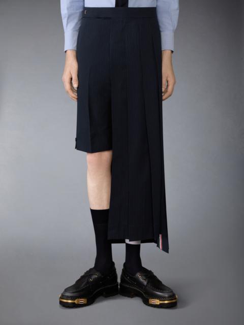 Thom Browne WOOL SEERSUCKER UTILITY BELT PLEATED SKIRT