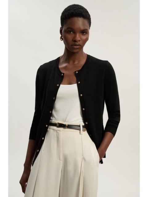 KAREN MILLEN Viscose Blend Popper Knitted Cardigan