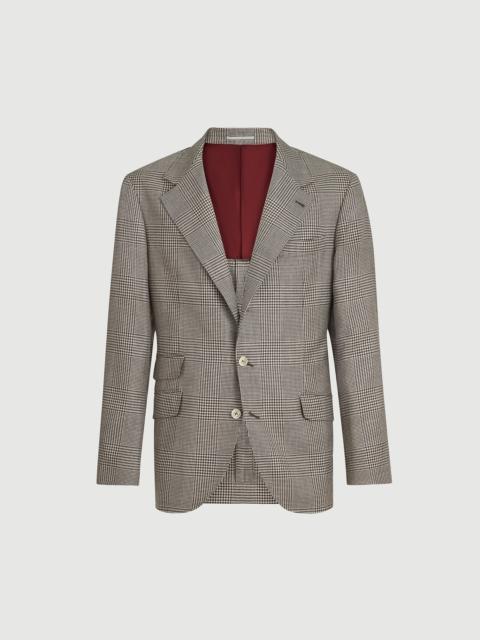 Brunello Cucinelli Virgin wool, silk and linen Prince of Wales deconstructed Cavallo blazer