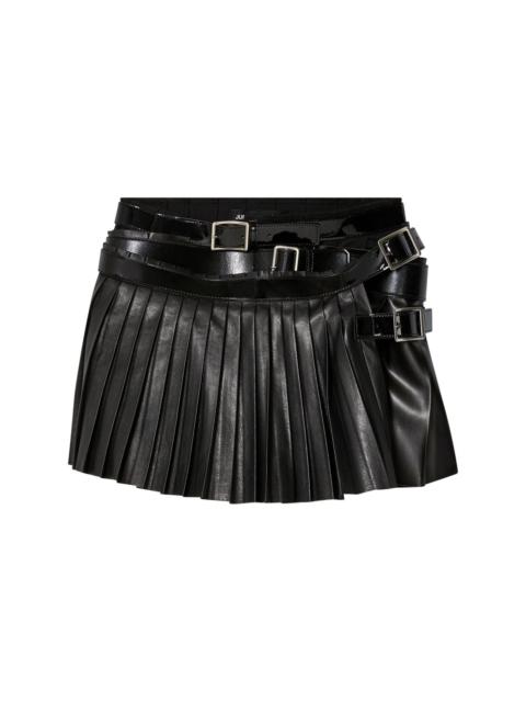 faux-leather mini skirt