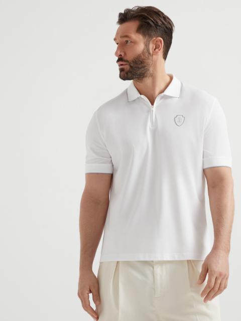 Brunello Cucinelli Techno piqué polo shirt with half zip