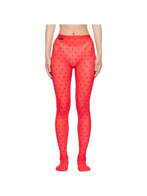 Marine Serre Red Plumetis Mesh Tights