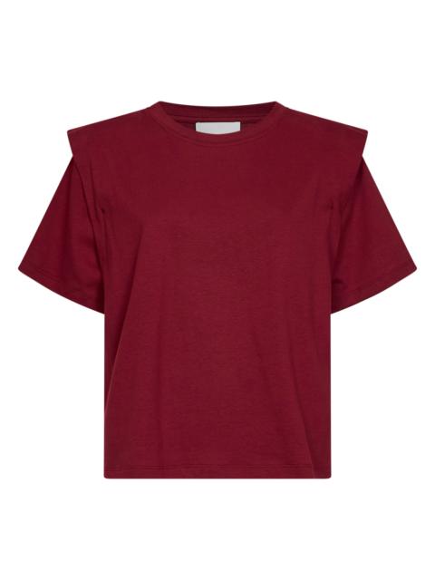 Isabel Marant Étoile Dark burgundy cotton jersey Zelitos T-shirt with shoulder pads
