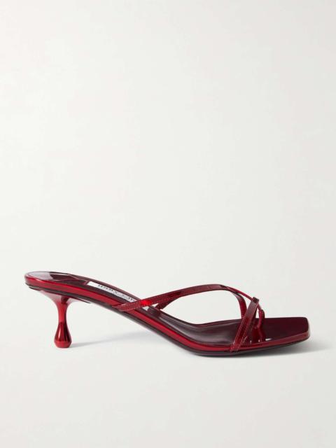 JIMMY CHOO Etana 50 mirrored-leather mules Red | REVERSIBLE