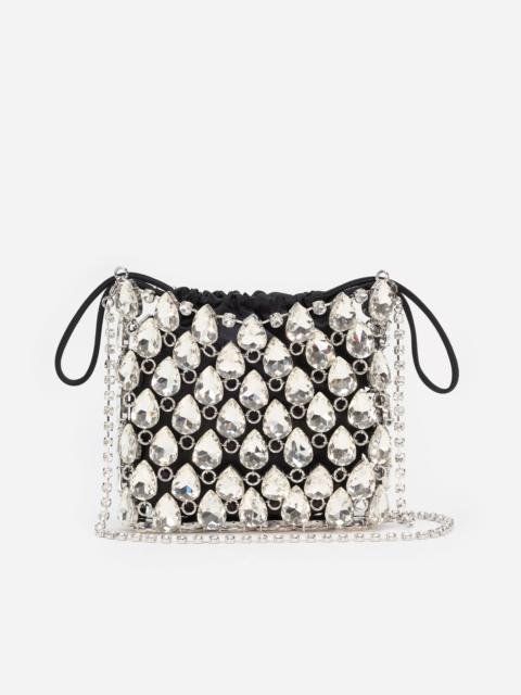 self-portrait Silver Crystal Chainmail Mini Bag