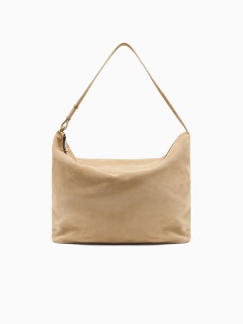 EMPORIO ARMANI ICON SUEDE OVERSIZED HOBO SHOULDER BAG