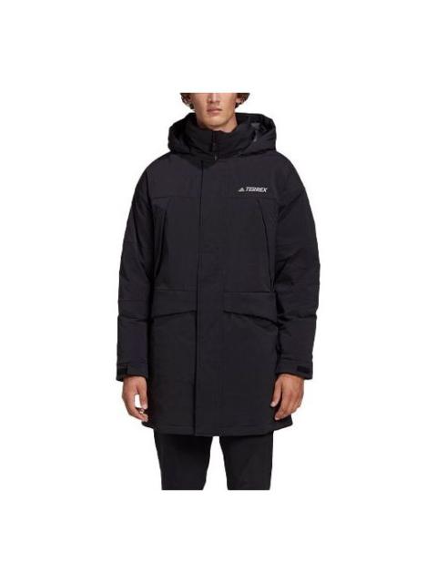 adidas Xplr Dwn Praka Stay Warm mid-length hooded down Jacket Black GE9932