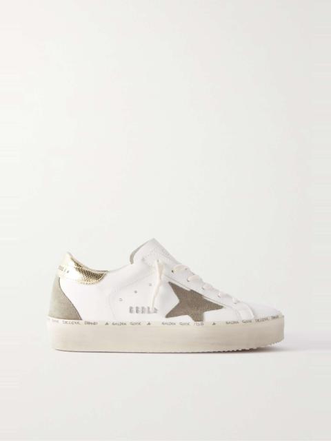 Hi Star suede-trimmed distressed leather sneakers