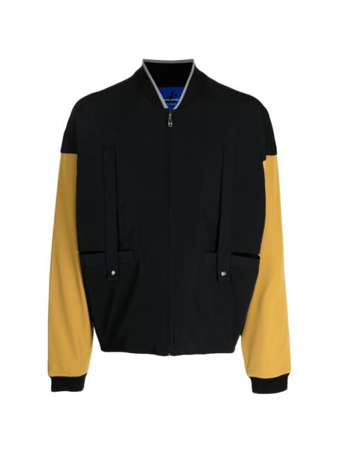 two-tone design zip-up bomber jacket