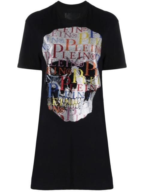 PHILIPP PLEIN rhinestone-skull T-shirt dress