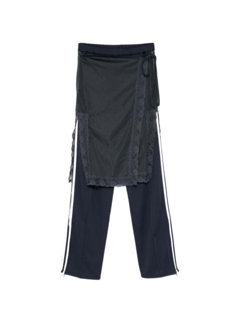 pushBUTTON lace-embellished trousers
