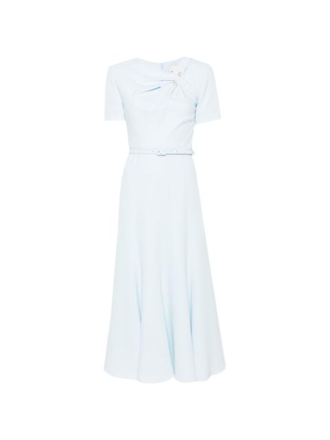 ROLAND MOURET belted cady midi dress