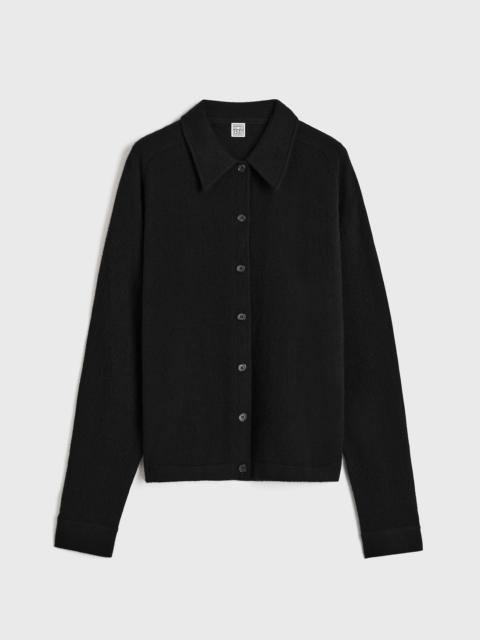Raglan-sleeve cashmere cardigan black