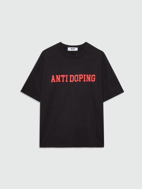MSGM Black short-sleeve cotton jersey T-shirt with front print