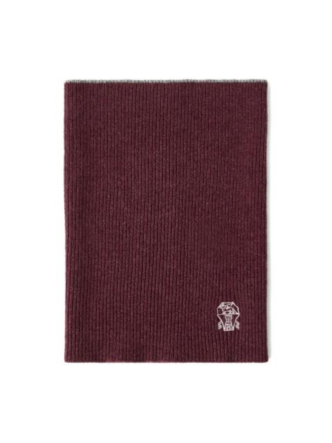 Brunello Cucinelli ribbed logo-embroidered neck warmer