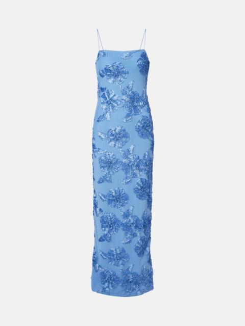 ROTATE Floral embroidered midi dress