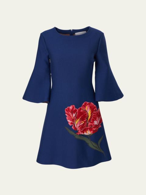 CAROLINA HERRERA Tulip Bell-Sleeve Mini Dress