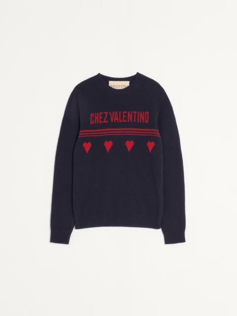 Valentino WOOL SWEATER WITH CHEZ VALENTINO JACQUARD MOTIF