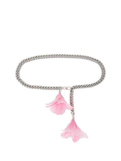 David Koma Feather Flower Detail Chunky Chain Belt